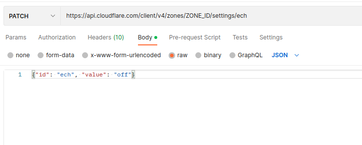 postman cloudflare api ech off