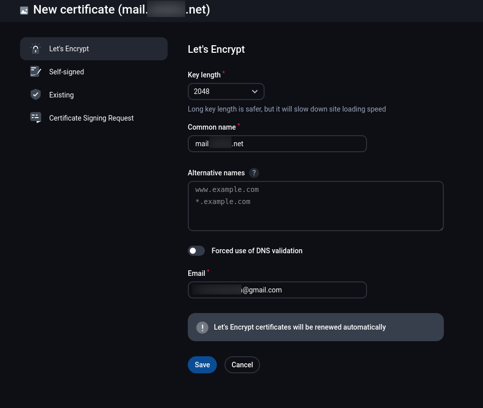 ssl сертификат почтового поддомена
