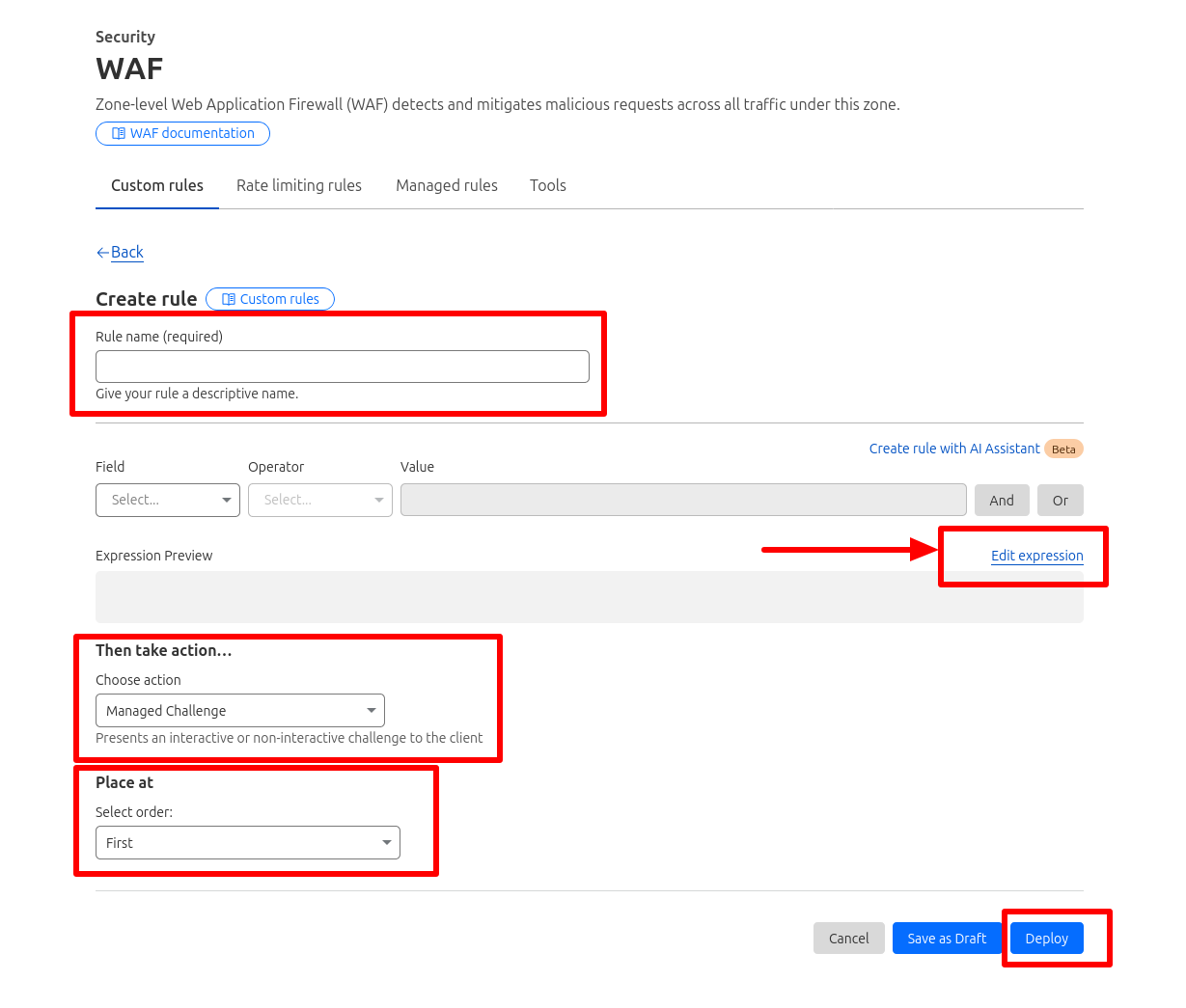 cloudflare waf rule